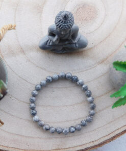 Bracelet Jaspe feuille d'argent 6mm