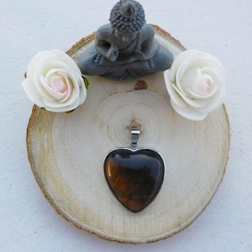 Pendentif coeur oeil de tigre haut