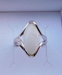Bague Argent 925 Pierre de lune Mélèze haut