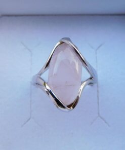 Bague Argent 925 Quartz Rose Mélèze haut