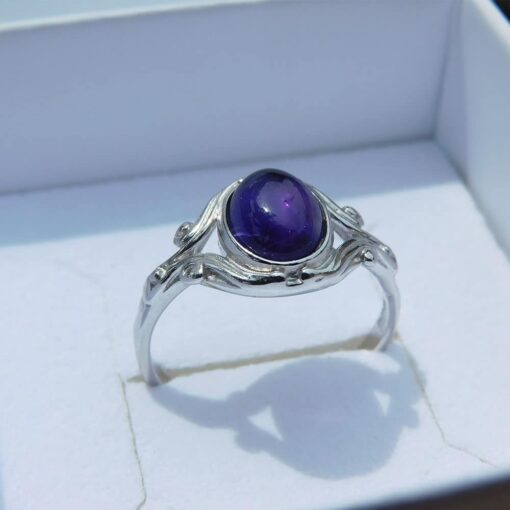 Bague argent 925 Améthyste Dana face