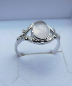 Bague argent 925 Quartz rose Dana face