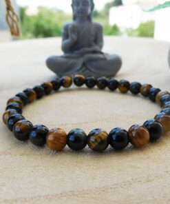 Bracelet Oeil de tigre + obsidienne 6mm