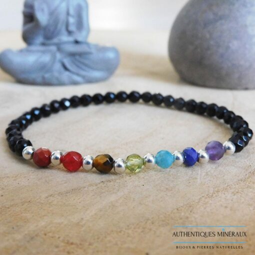 Bracelet 7 chakras perles facetées 2