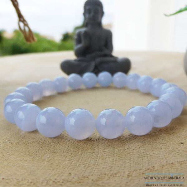 Bracelet Calcédoine bleue