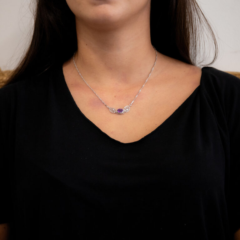 Collier argent Améthyste