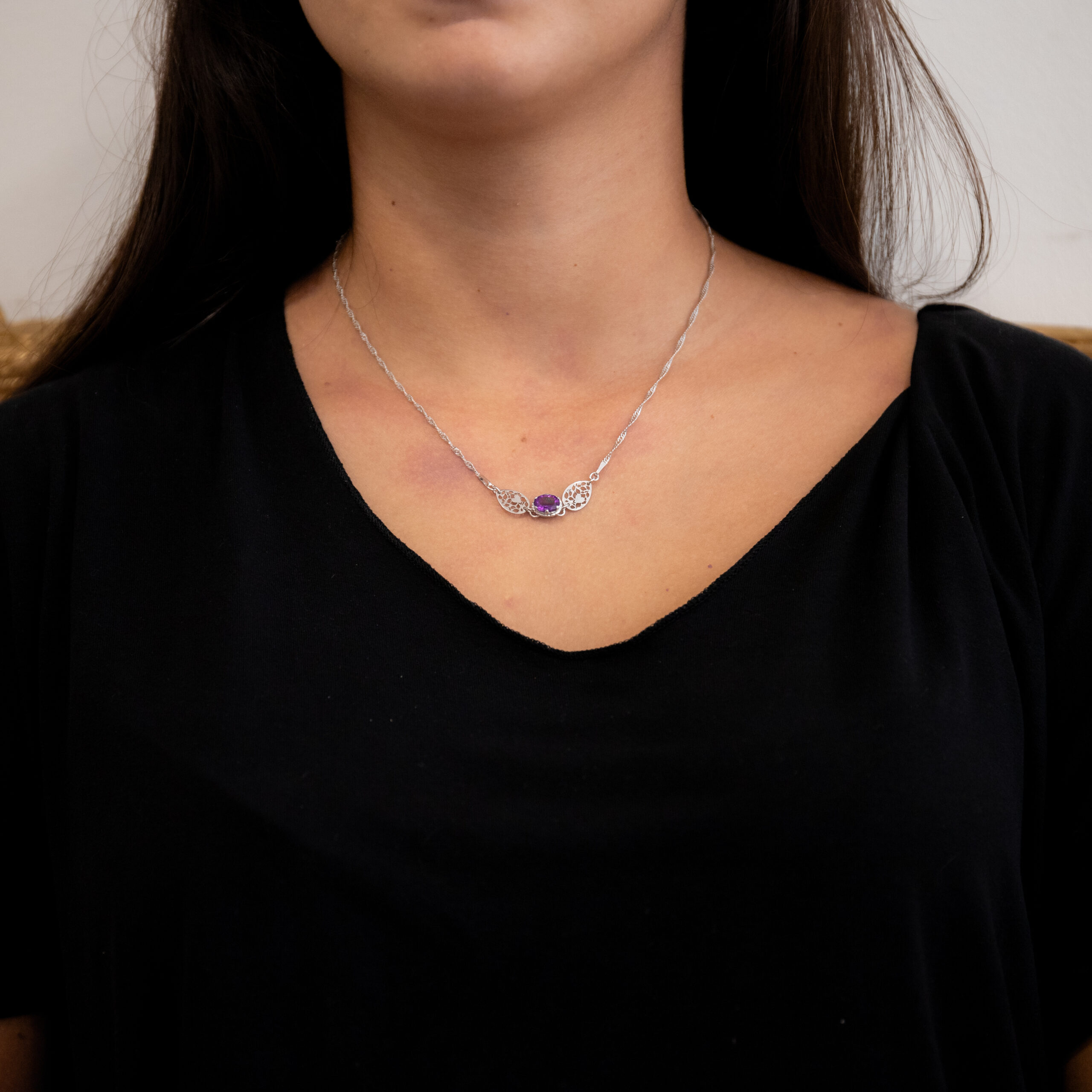 Collier argent Améthyste