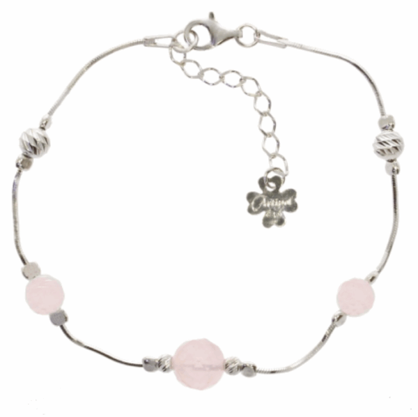 Bracelet argent Quartz rose