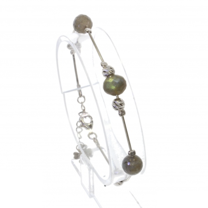 Bracelet argent labradorite vue de face - Authentiques Minéraux